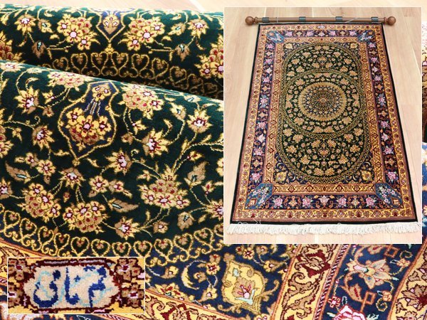 最高級傑作品 ペルシャ絨毯 クム産 有名バファイ工房作 110万ノット