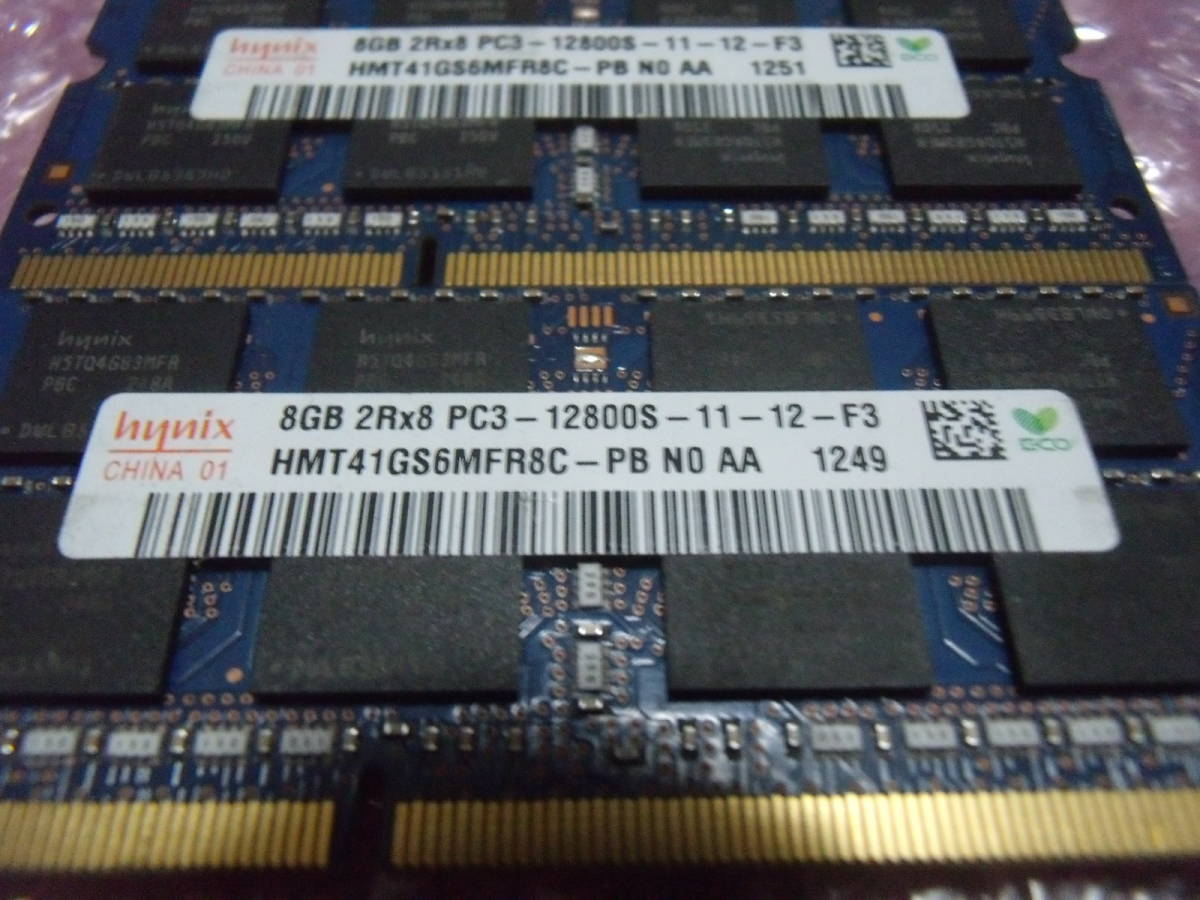 【送料込み・即決】HYNIX純正 DDR3-1600 PC3-12800S (DDR3-1600) DDR3 8GB×2 計16GB SO-DIMM 204pin 両面実装 通常電圧版_画像2