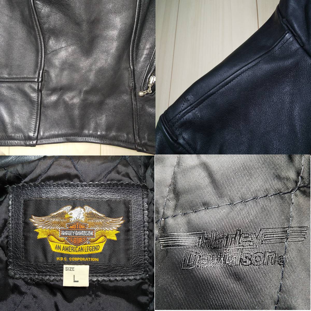 ■ハーレーダビッドソン レザージャケット 40181■Lサイズ シングル 黒 ミンクオイルメンテナンス品■