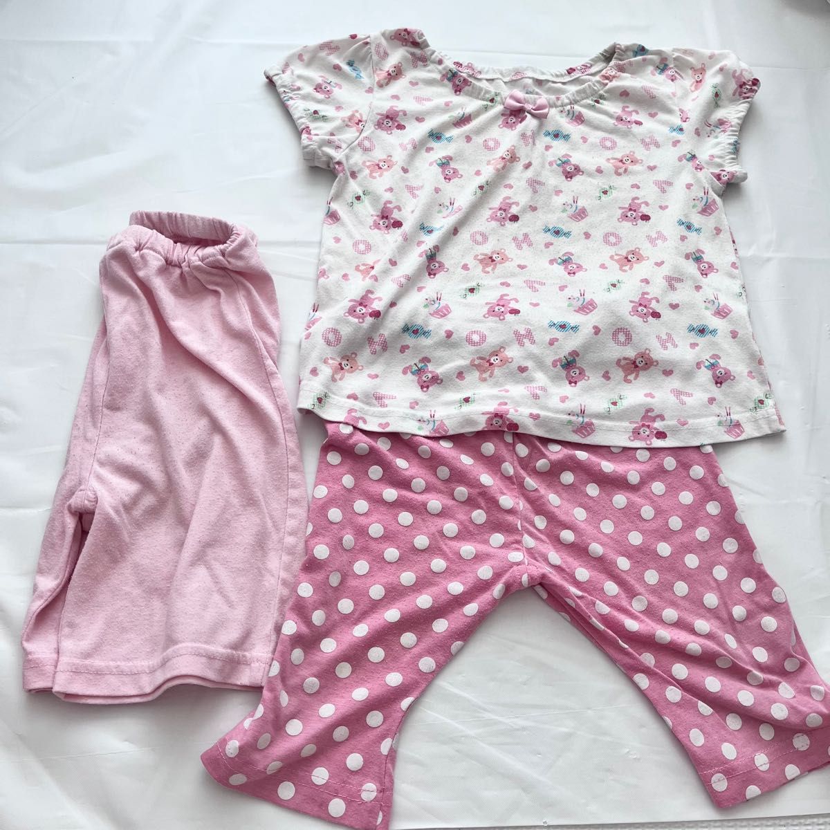 パジャマ 女の子 95cm ピンク くま 水玉 かわいい 90 80 セット 半袖パジャマ