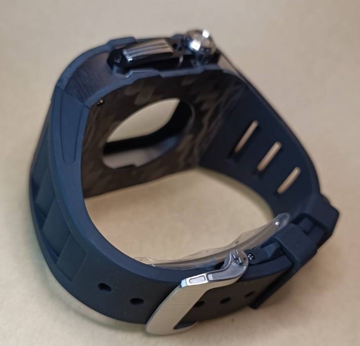 44mm 45mm チタンxカーボンxSV メタル ラバー カスタム apple watch