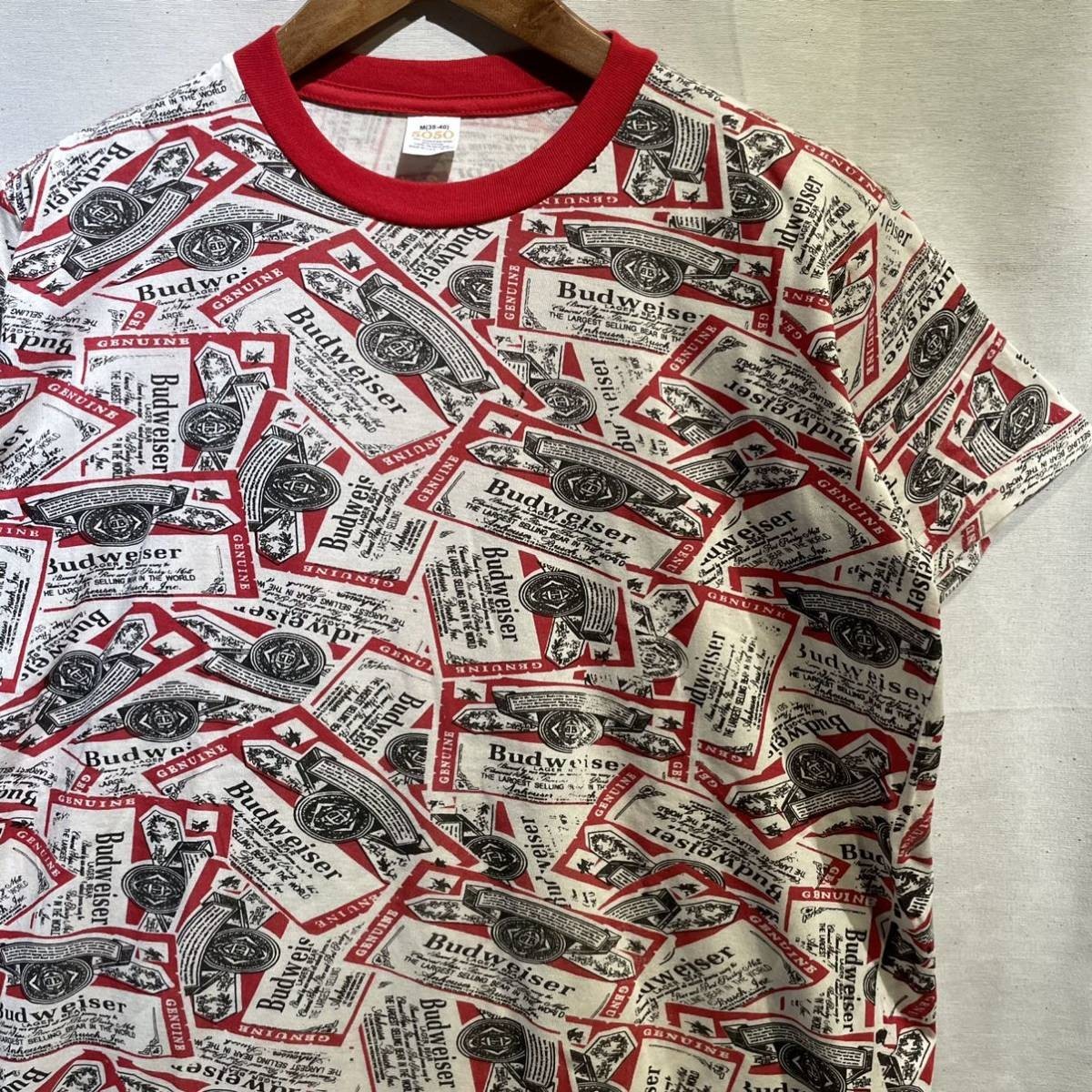 総柄 80s Budweiser Tシャツ USA製 ヴィンテージ ビール 企業 アドバタイジング バドワイザー 90s_画像1