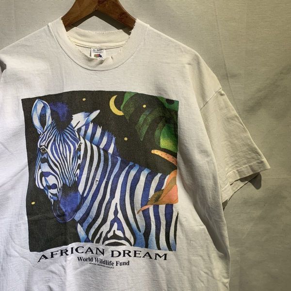 80s 90s Vintage “World Wildlife Fund” Animal Tシャツ fruit of the loom XL フォト アート WWF ヴィンテージ アニマル シマウマ