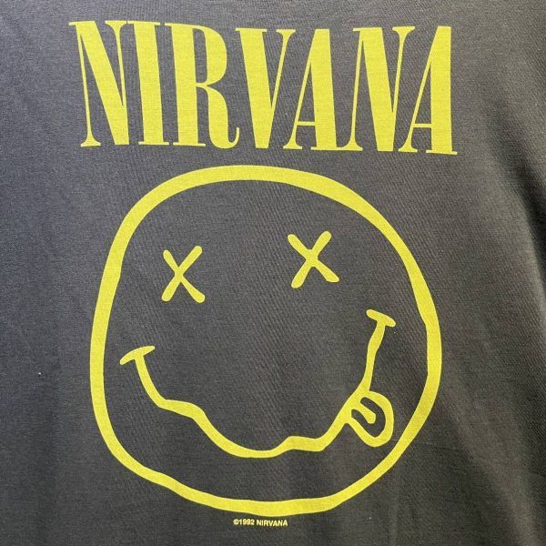  rare! 90s NIRVANA smiley T-shirt L band Vintage van T Cart ko bar nniruva-na80s