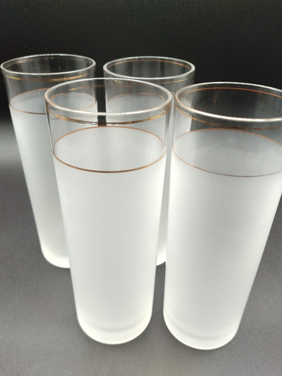 昭和レトロ 金彩 タンブラー グラス 4個 小倉玉屋 在印 ガラス コップ