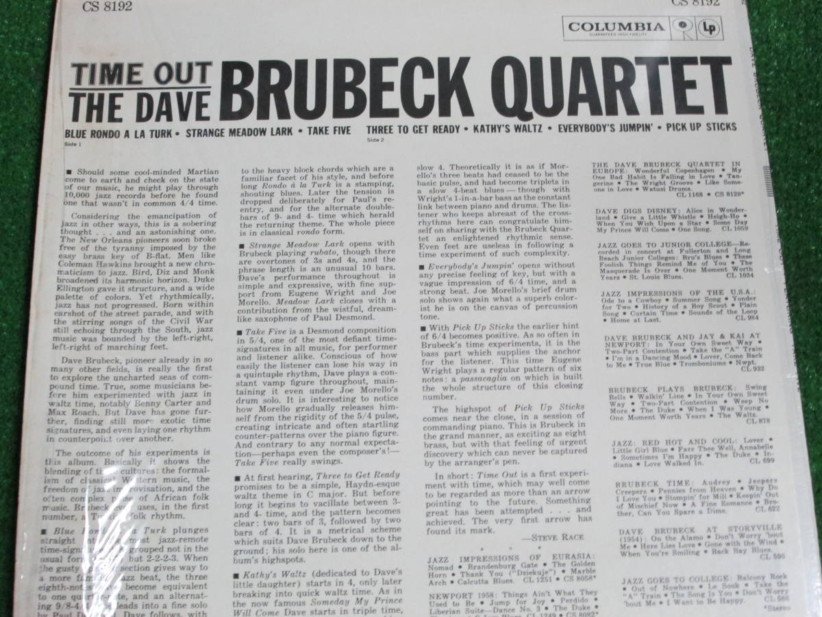 【送料無料】中古LP ★The Dave Brubeck Quartet / Time Out ☆デイヴ・ブルーベック 米盤 CS 8192_画像2