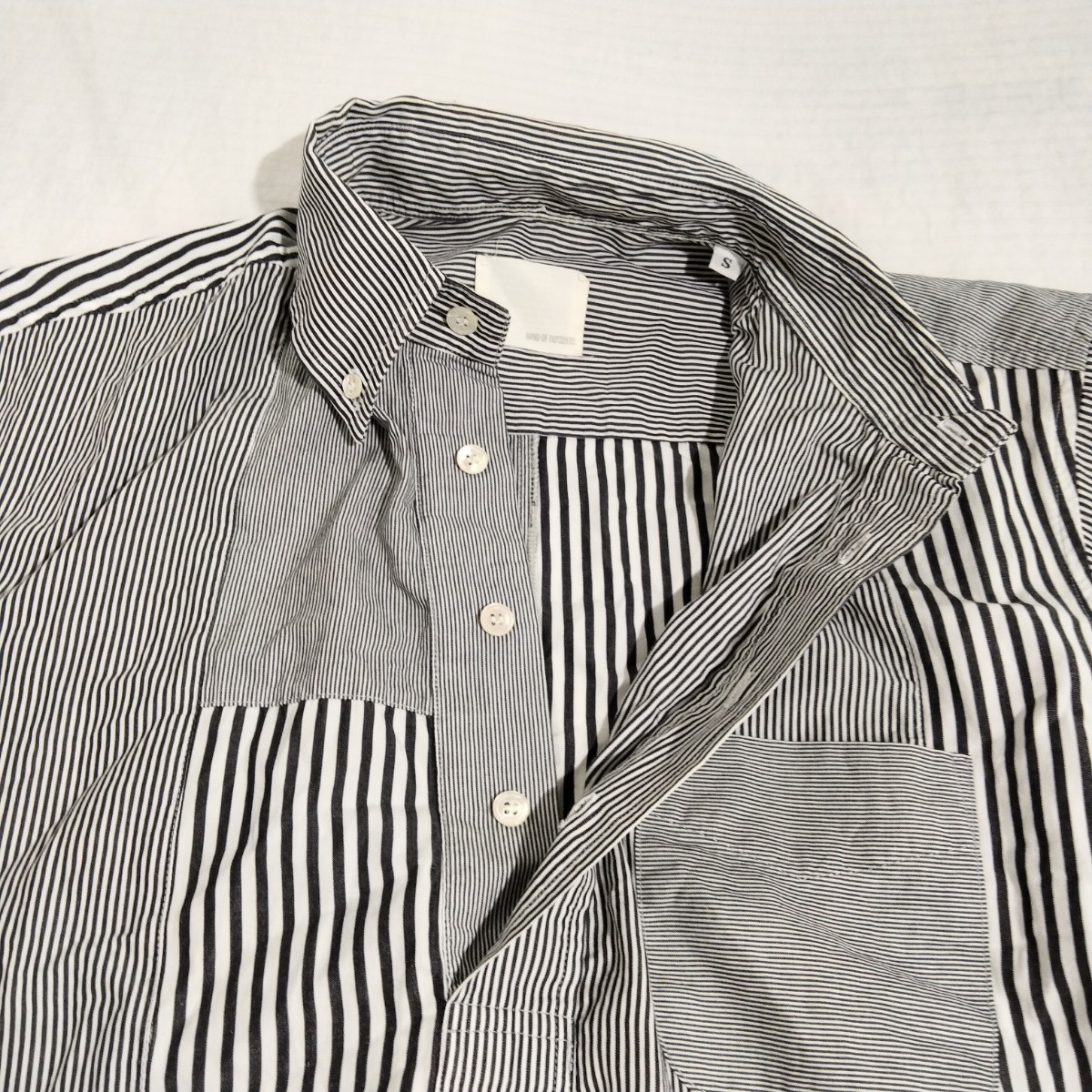 Band Of Outsiders band ob out rhinoceros da-zs pull over button down BD short sleeves patchwork Random stripe shirt 