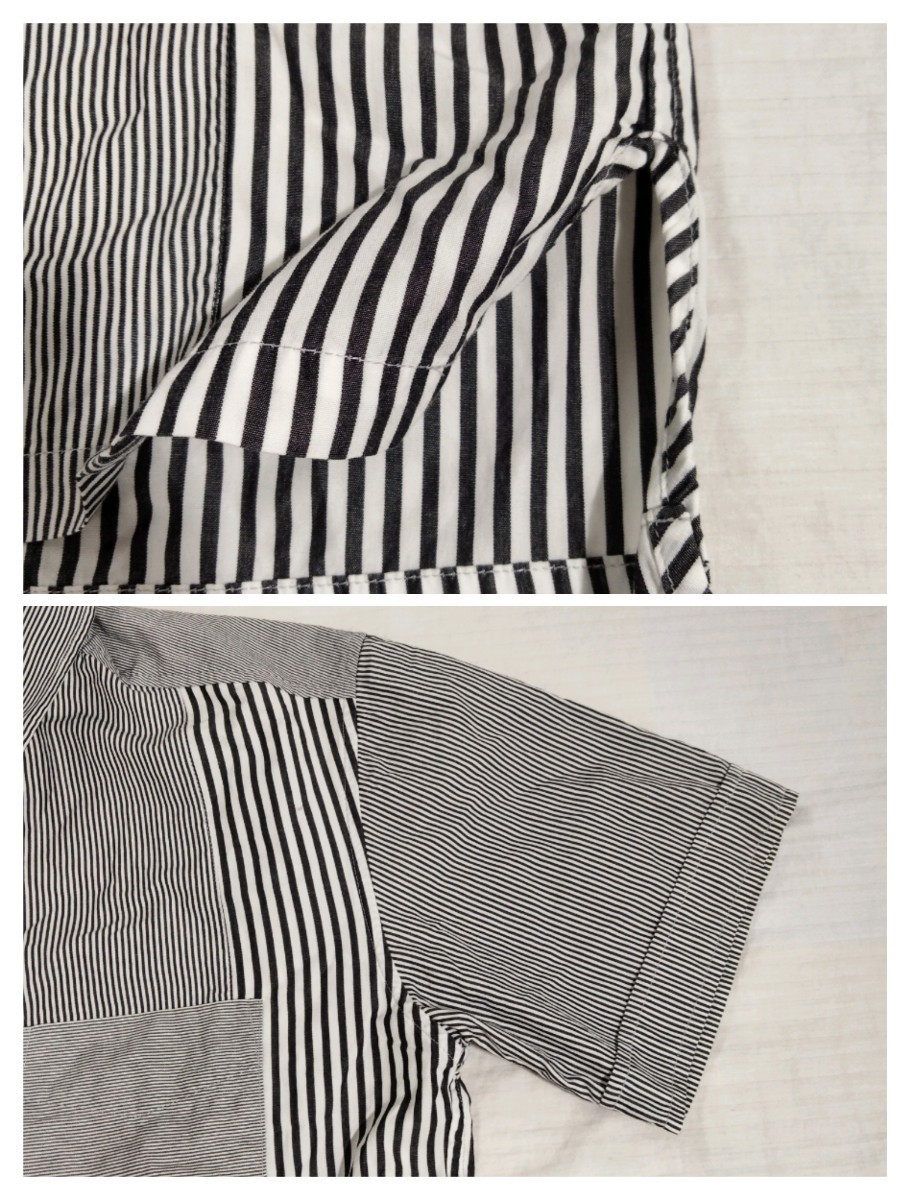 Band Of Outsiders band ob out rhinoceros da-zs pull over button down BD short sleeves patchwork Random stripe shirt 