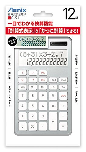 【中古】 アスカ 電卓 C1221S 計算式表示 カッコ計算 12桁 税率設定 シルバー_画像1