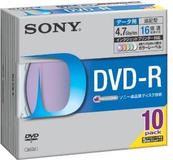 【中古】 SONY DVD-R 4.7GB データ用 16倍速対応 カラーMixプリンタブル 10枚パック 10DMR4_画像1