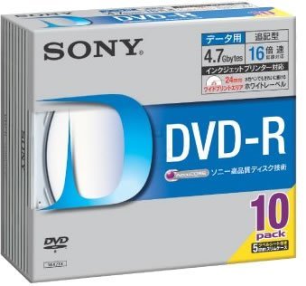 【中古】 SONY DVD-R 4.7GB データ用 16倍速対応 ホワイトプリンタブル 10枚パック 10DMR47H_画像1