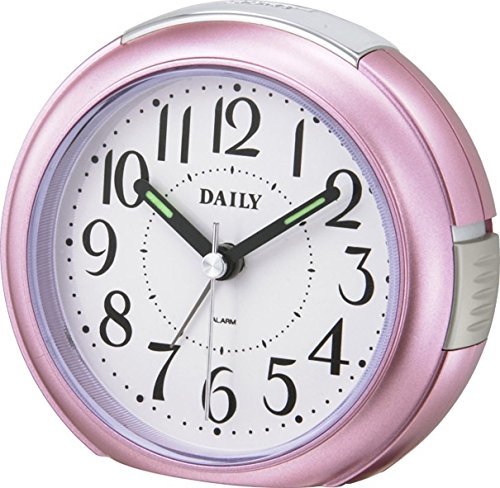 【中古】 リズム (RHYTHM) 目覚まし時計 アナログ 小さい かわいい RA21DN 連続秒針 ピンク DAILY_画像1