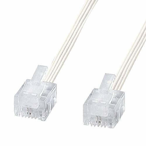 [ used ] Sanwa Supply soft slim cable ( white ) 5m TEL-S2-5N2