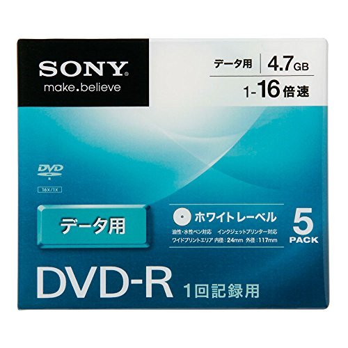 【中古】 ソニー データ用DVD-R 16倍速 5mmケース 5枚パック 5DMR47KLPS_画像1