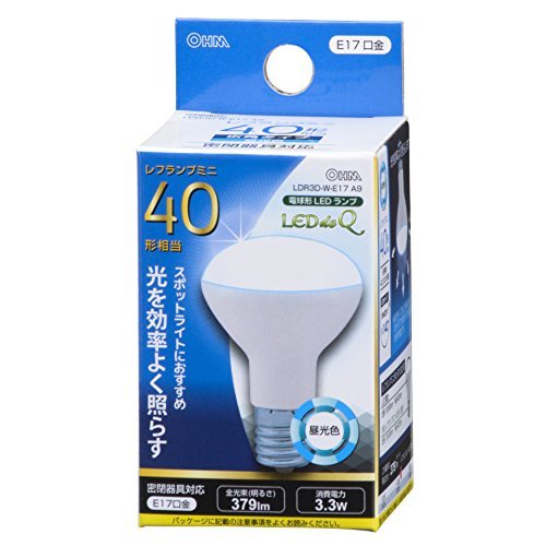 【中古】 オーム電機 LED電球 ミニレフランプ形 40形相当 E17 昼光色 [品番]06-0768 LDR3D-W-_画像1