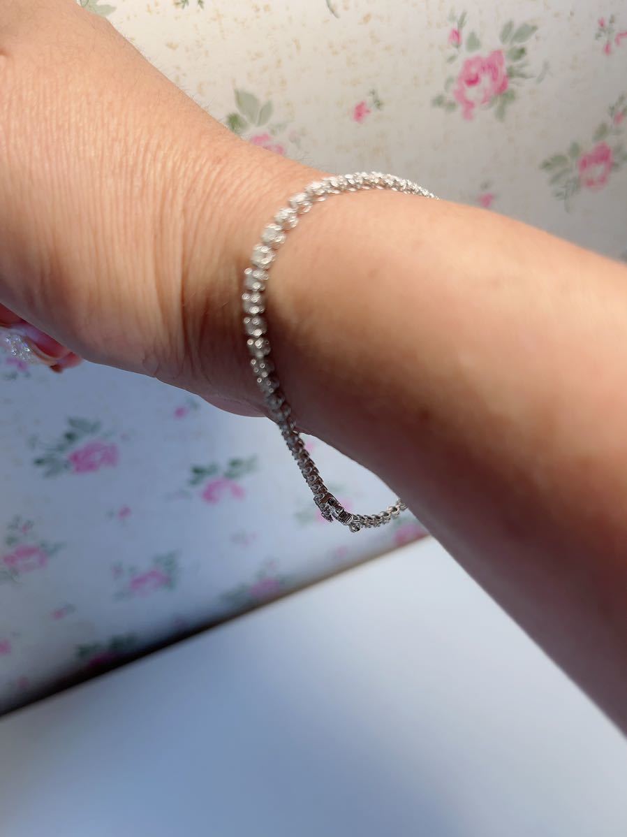 k14ホワイトゴールド テニスブレスレット ダイヤ2.0ct ゴージャス
