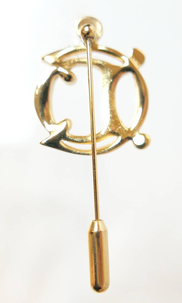 Christian Dior Christian Dior Logo pin brooch rhinestone × Gold color brand accessory 