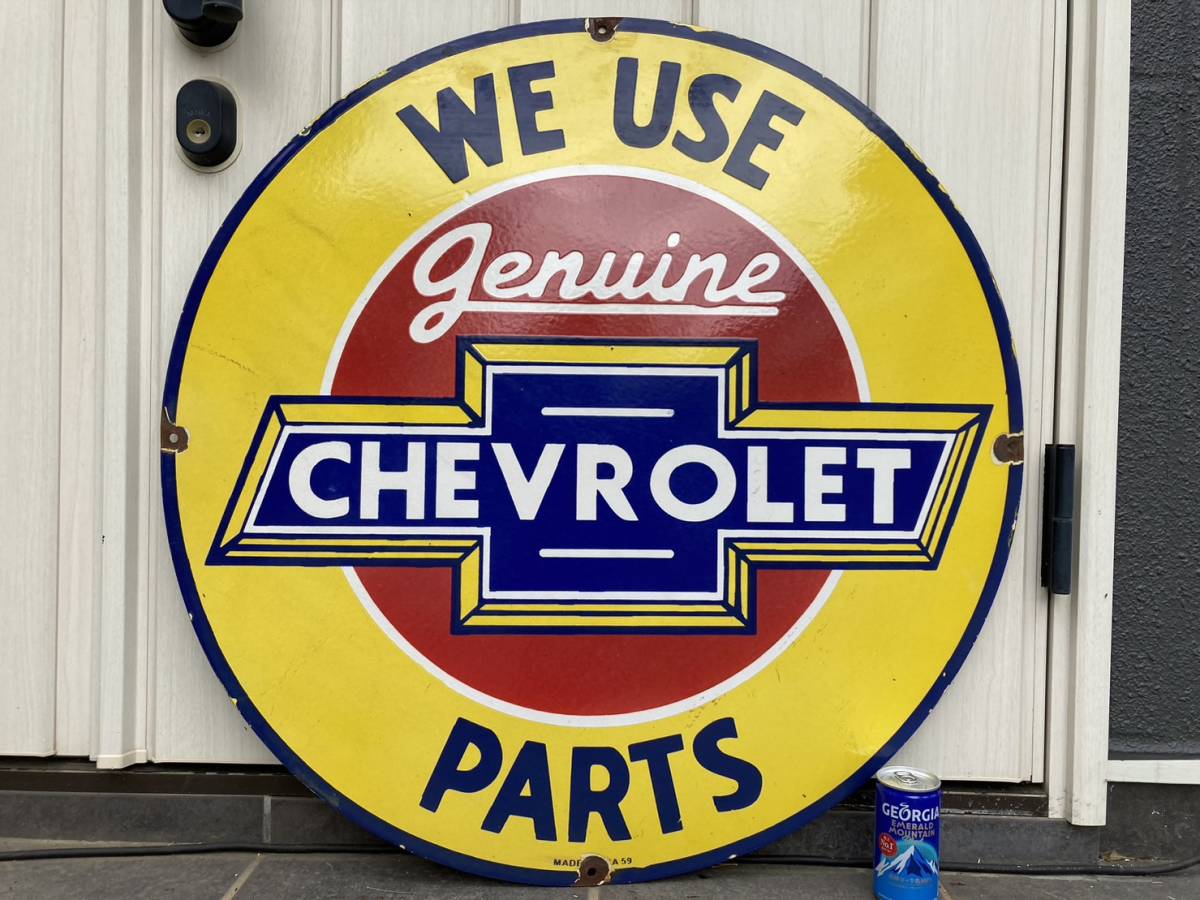ビンテージ 看板 シボレー CHEVROLET 直径76cm / ホーロー看板