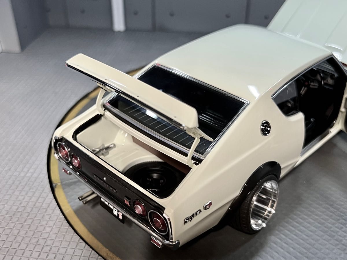 ☆オートアート 1/18☆ケンメリGT-R 改 白☆KPGC110 ローダウンカスタム 超深リム ワタナベホイール☆