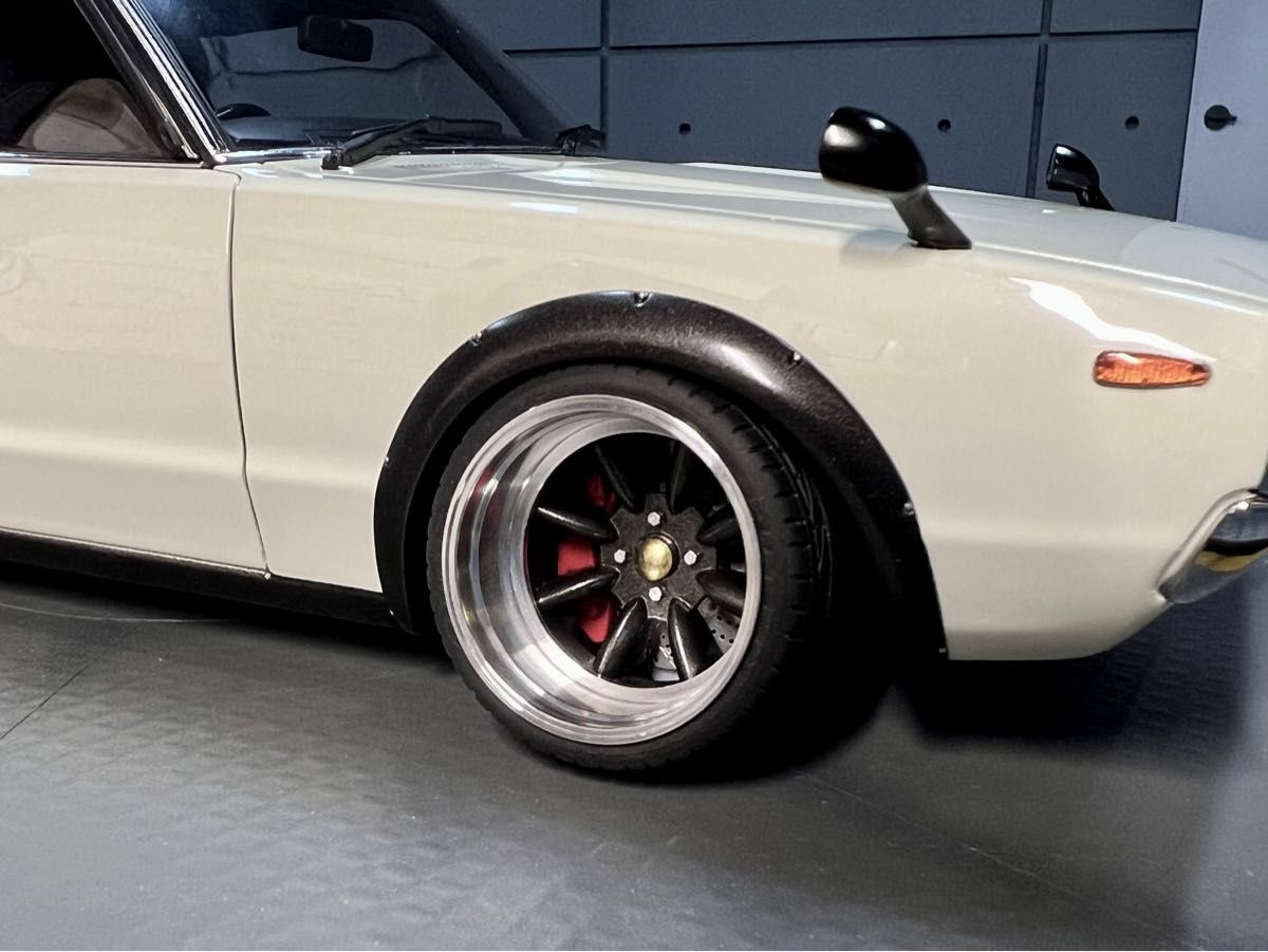 ☆オートアート 1/18☆ケンメリGT-R 改 白☆KPGC110 ローダウンカスタム 超深リム ワタナベホイール☆