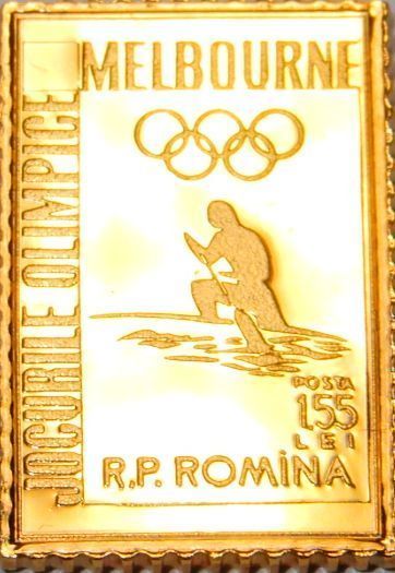 9 オリンピック オーストラリア メルボルン カヌー競技 国際郵便 限定版 純金張り 24KT ゴールド 純銀製 アート メダル 切手 コレクション