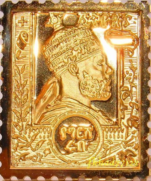 20 エチオピア初 皇帝 メネリク2世 アート メダル 1894年 切手 コレクション 国際郵便 限定版 純金張り 24KTゴールド 純銀製 スタンプ