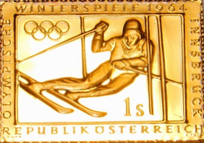 11 オーストリア オリンピック インスブルック五輪 スキー 切手コレクション 国際郵便 限定版 純金張り 24KT 純銀製メダル コイン プレート