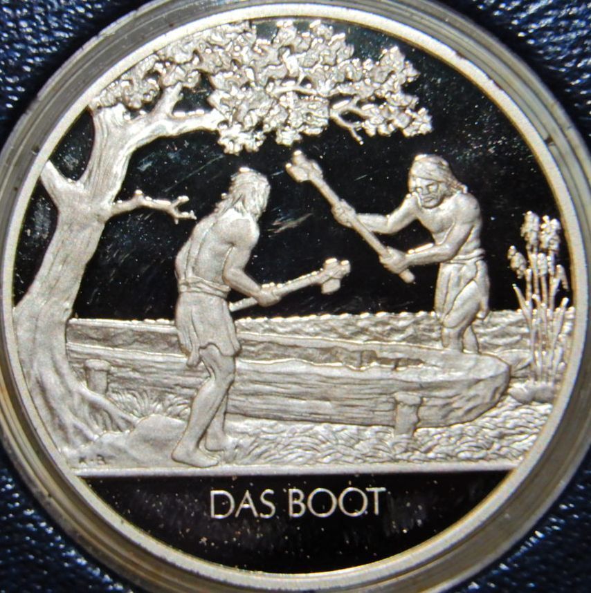 04 人類の行動範囲の大幅な拡大 ボート 木船 彫刻 海外 造幣局 限定版 人類進化と文化の形成 1976年 純銀製 アートメダル シルバー コイン