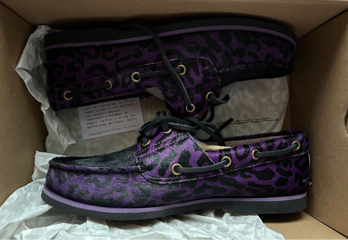 Timberland X WACKO MARIA classic boat shoe purple leopard 25 5cm