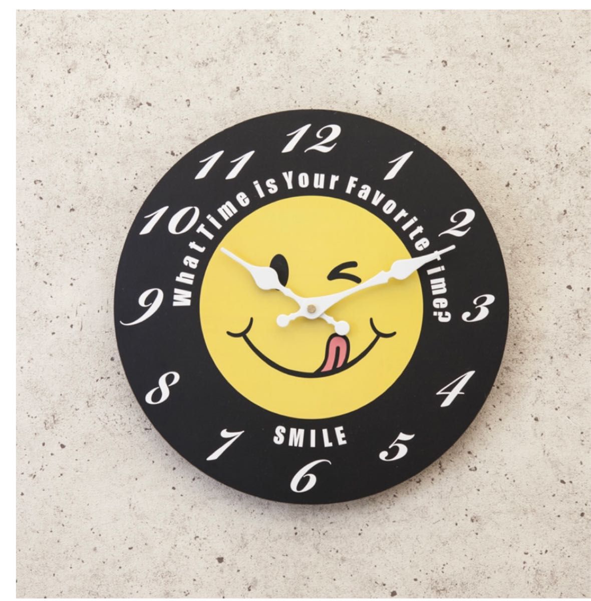 【掛時計】SMILE CLOCK 壁掛時計インテリア スマイルフェイス ブラック ウォールクロック 輸入雑貨