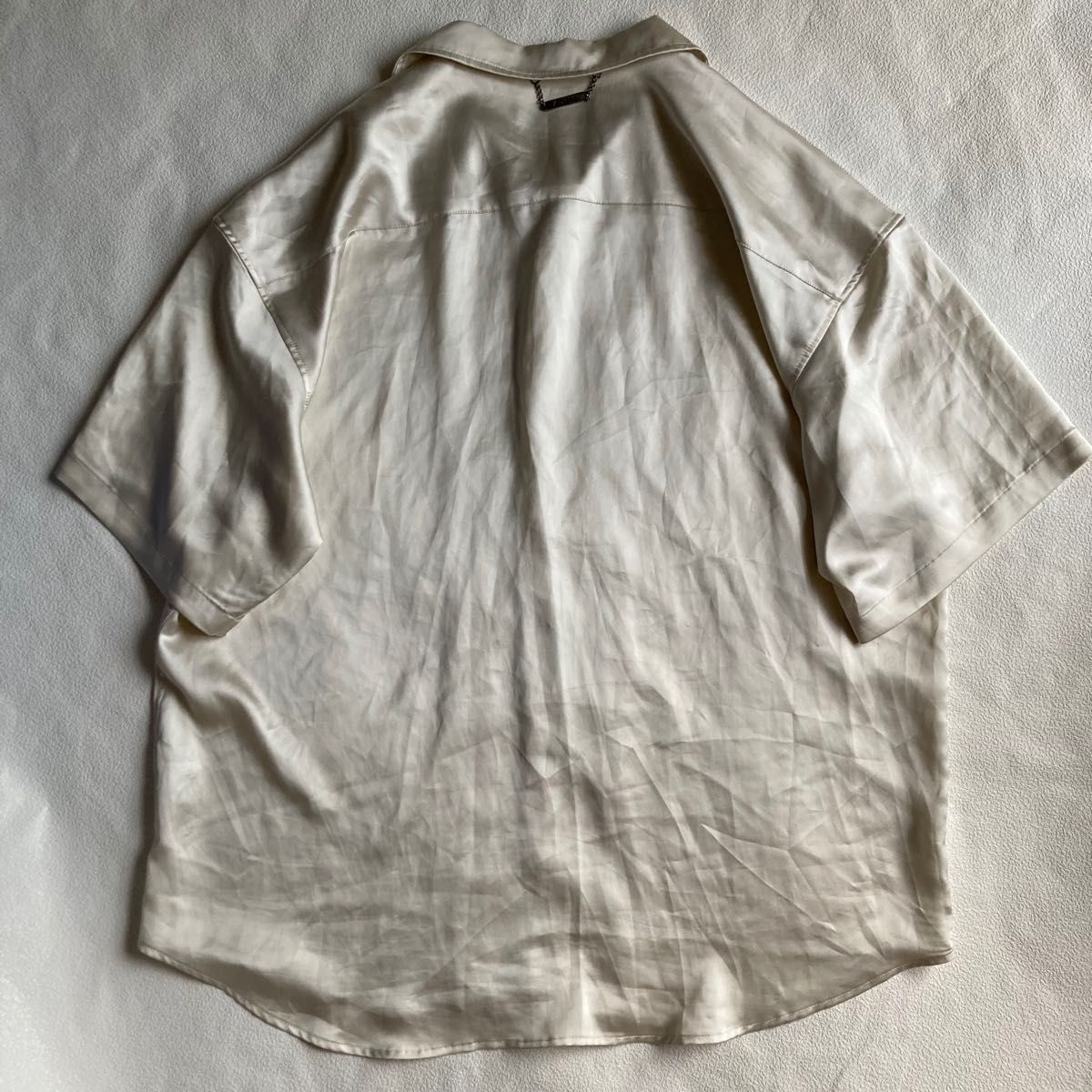 ADRER アドラー extra quality polysatin open collar shirt ベージュ M