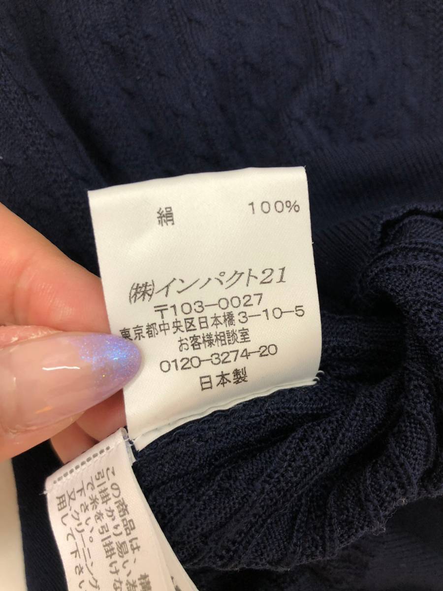 □RALPH LAUREN シルクニットベスト M 紺 ラルフローレン レディース 絹100％ 日本製 複数落札同梱OK B230728-307●_画像5