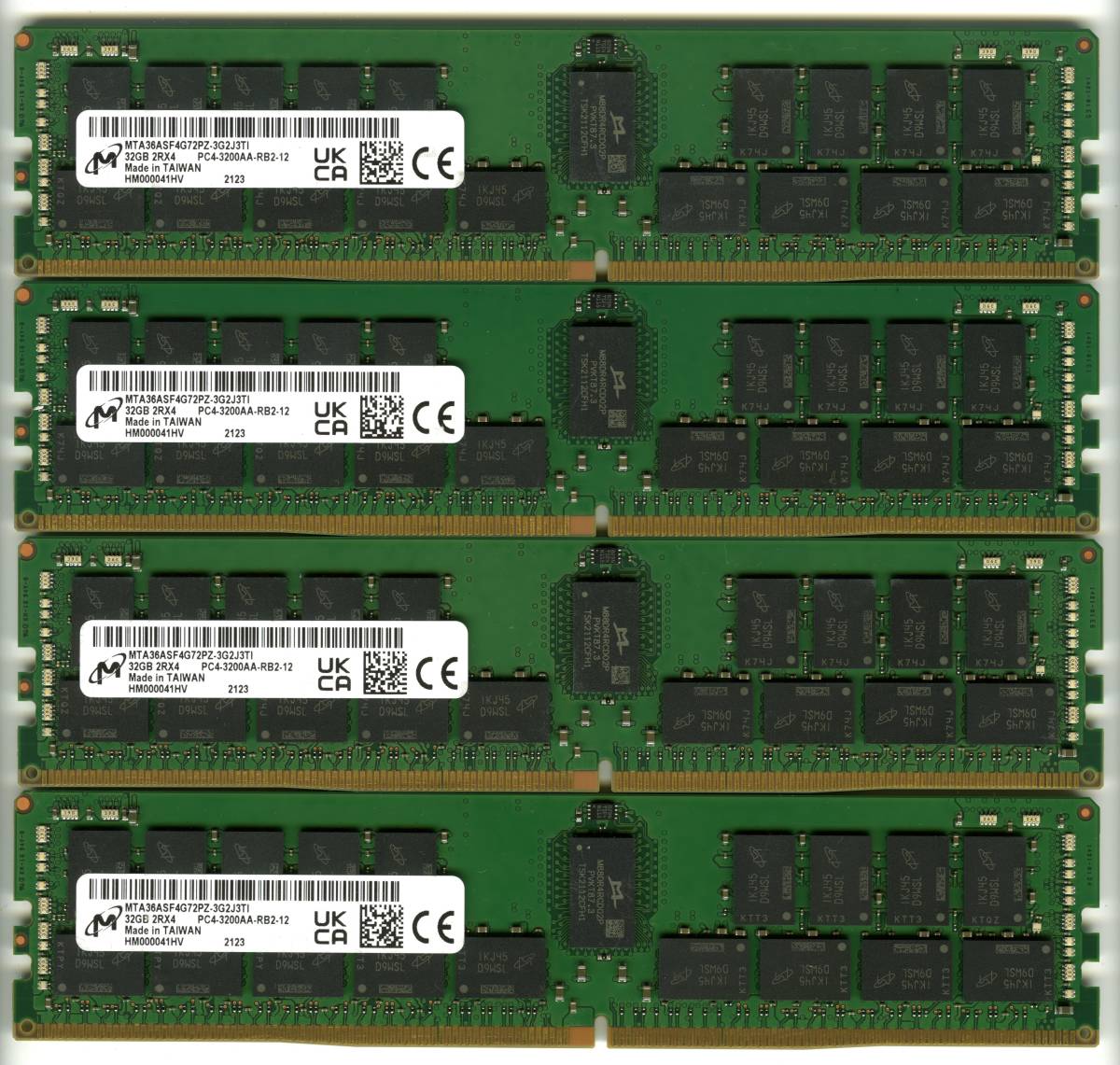 Micron、DDR4-3200、ECC Registered、32GB×4枚セットで128GB、中古reg