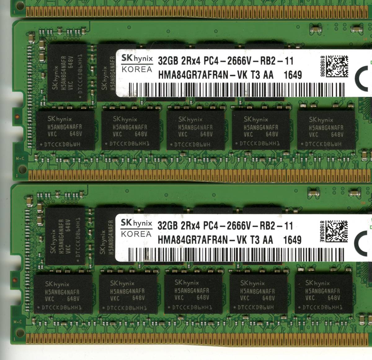 SKhynix、DDR4-2666、ECC Registered、32GB×4枚セットで128GB、中古 reg rdimm サーバー用  Z4G4で動作確認済み 1649-2