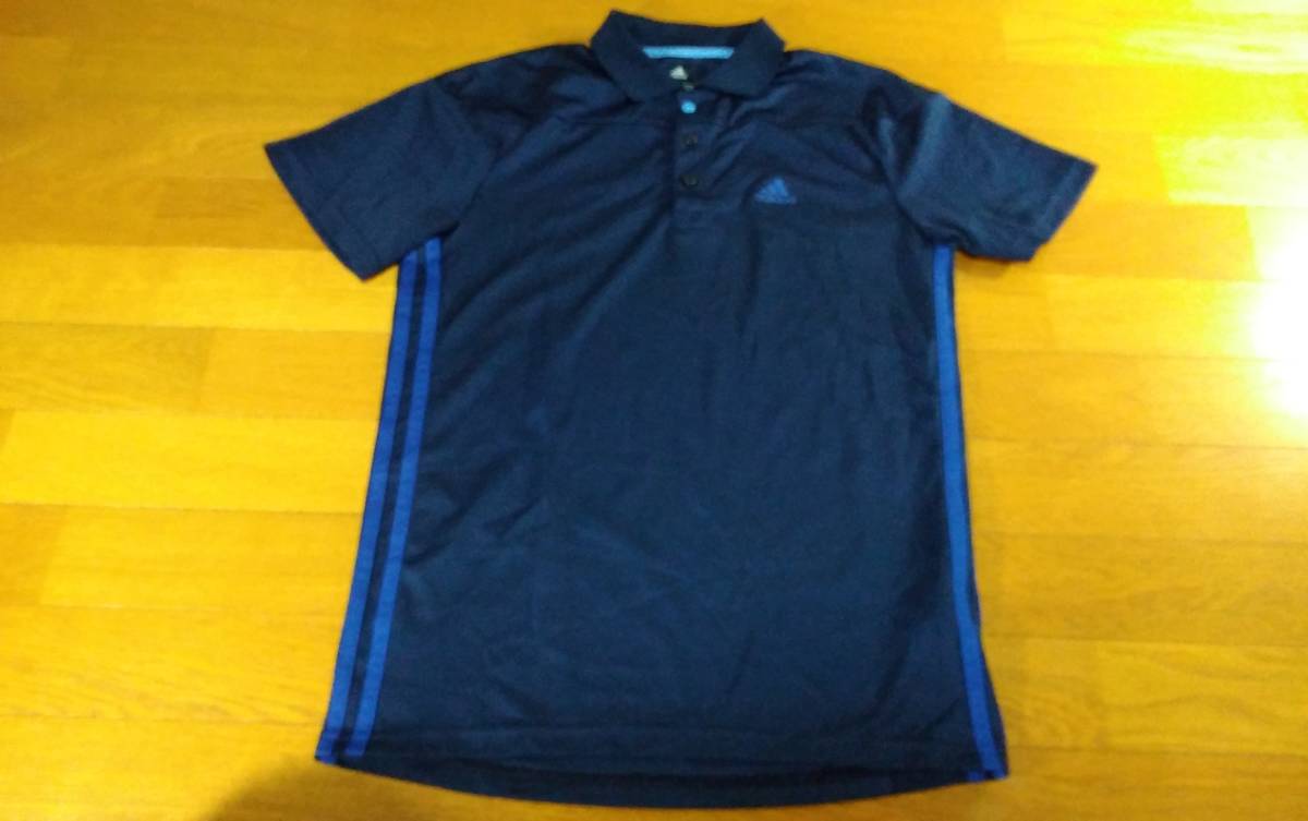 adidas /アディダス プラシャツ ポロシャツ SIZE:S 紺 送料215円～_画像1