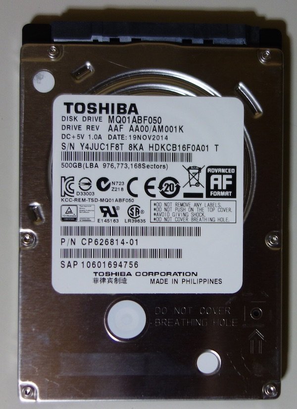 TOSHIBA 東芝 500GB HDD 2.5