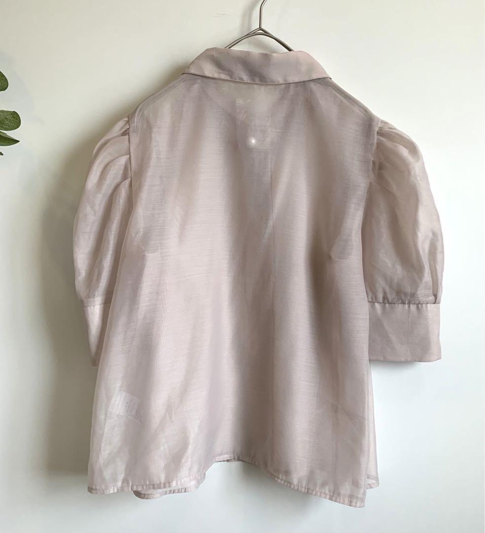 [ новый товар не использовался ]MAJESTIC LEGONsia- короткий рукав блуза жемчуг style большой кнопка 