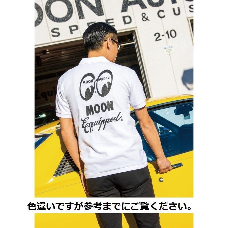 MOON Equipped ポロシャツ XLサイズ mooneyes ムーンアイズ black ブラック 黒 送料込み ムーン イクイップド アイボリー 文字 筆記体の画像4