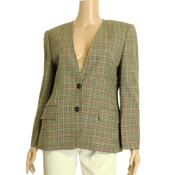 【冬バーゲン★】 DAKS 新品同様/ダックス ノーカラージャケット レディース アウター 秋冬 千鳥格子柄 チェック柄 ウール 毛 ベージュ 相当 38号 M 9号 表記 その他 【冬バーゲン★】 DAKS 新品同様/ダックス ノーカラージャケット レディース アウター 秋冬 千鳥格子柄 チェック柄 ウール 毛 ベージュ 相当 38号 M 9号 表記 その他