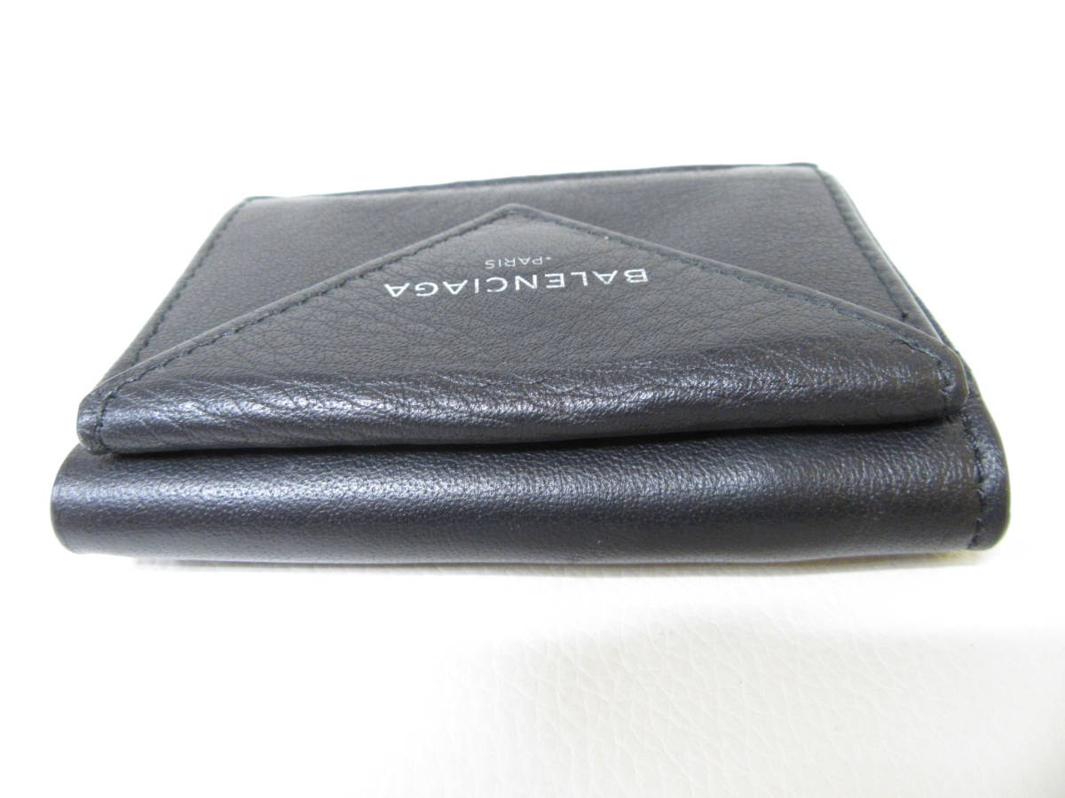 T8151☆【SALE】バレンシアガ BALENCIAGA ペーパー 3つ折り財布 / ミニウォレット【391446】ブラック MADE IN ITALY 品 送料無料 5