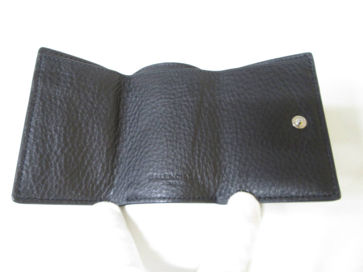 T8151☆【SALE】バレンシアガ BALENCIAGA ペーパー 3つ折り財布 / ミニウォレット【391446】ブラック MADE IN ITALY 品 送料無料 8