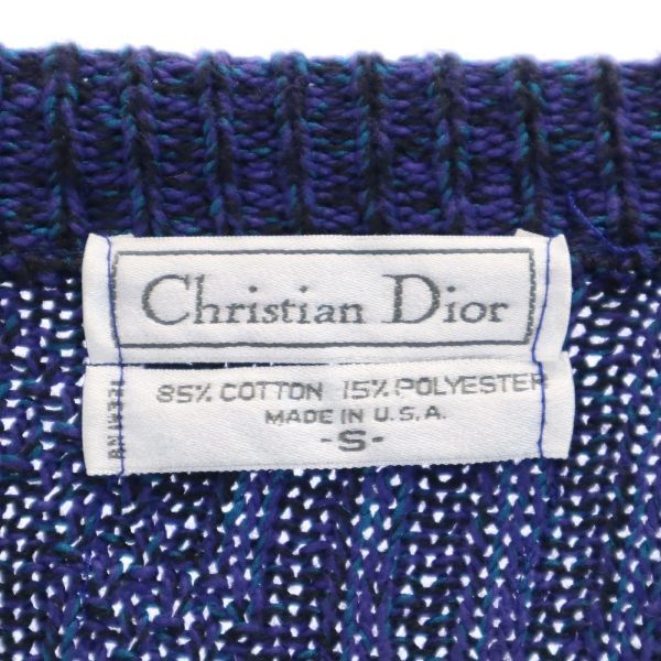 クリスチャンディオール 90s USA製 カーディガン S ネイビー系 Christian Dior メンズ 210602_画像7