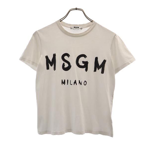 エムエスジーエム イタリア製 ロゴ プリント 半袖 Tシャツ XS 白 MSGM メンズ 230604 メール便可