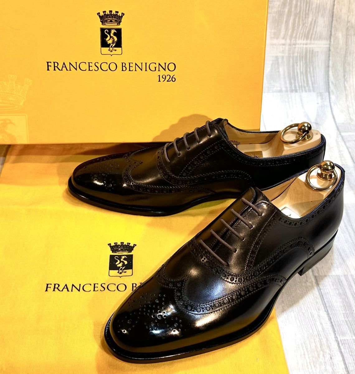 [ unused ]FRANCESCO BENIGNO franc chess kobe knee nyo*24.5cm 6* Wing chip full blow g leather shoes dress shoes shoes Italy made men's 