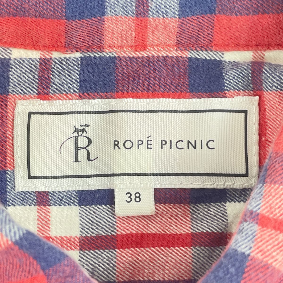 美品 ROPE' PICNIC ロペピクニック チェック柄ネルシャツ トップス レディース 赤 レッド 青 ブルー 白 ホワイト サイズ38*FC862_画像5