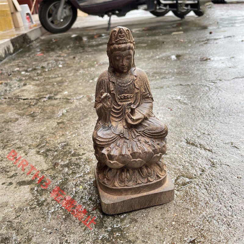 新入荷★観音菩薩 ◆仏像 高さ約: 18(cm) 仏教美術 木の雕刻品 木彫り仏像 職人手作り