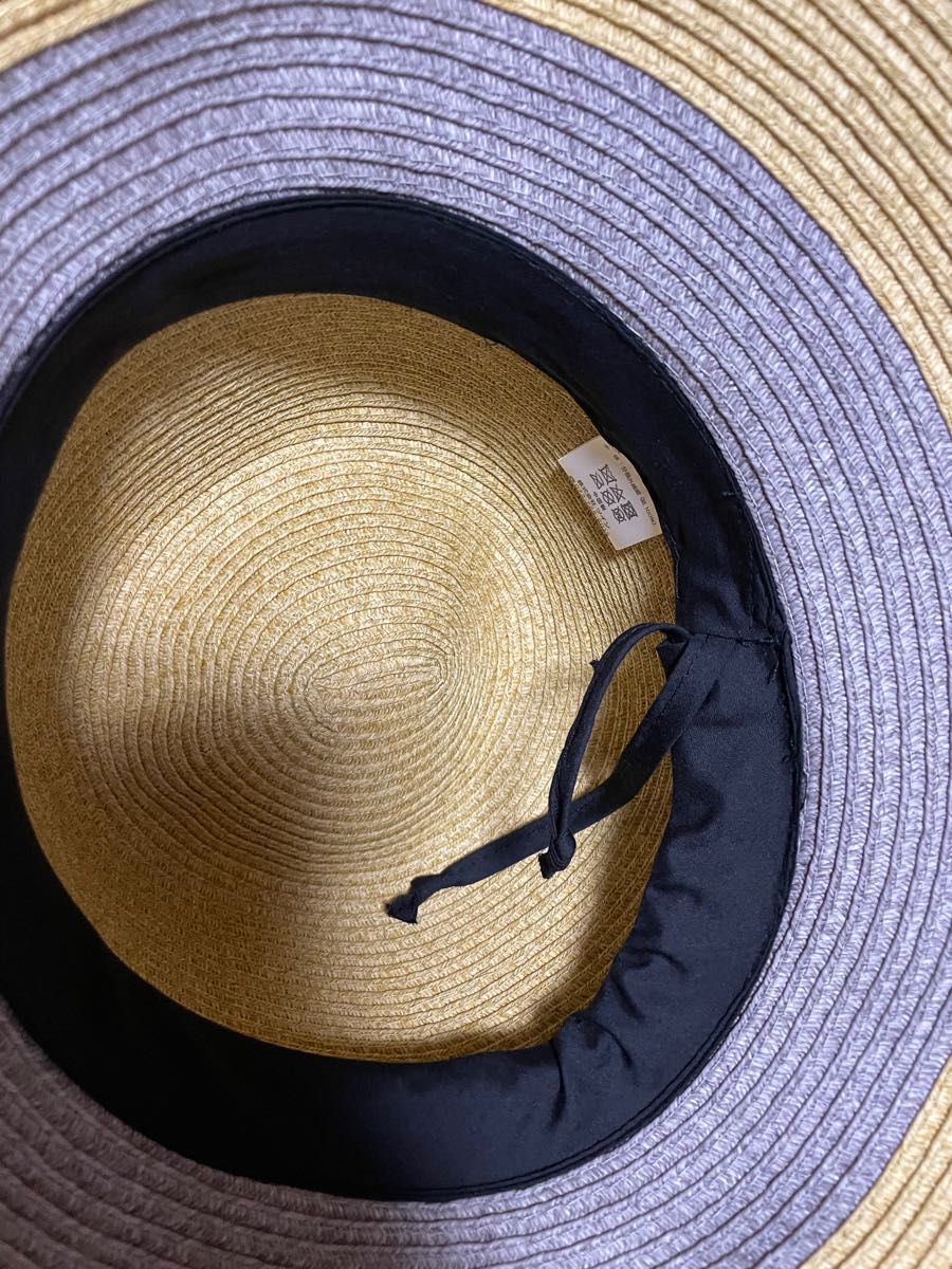新品 麦わら帽子 サイズ調整可能 ペーパーハット青 ストローハット日焼け防止UV