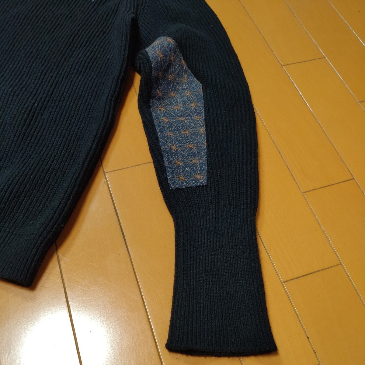 Visvim セーター ブラック 刺子 麻の葉 刺子_画像4