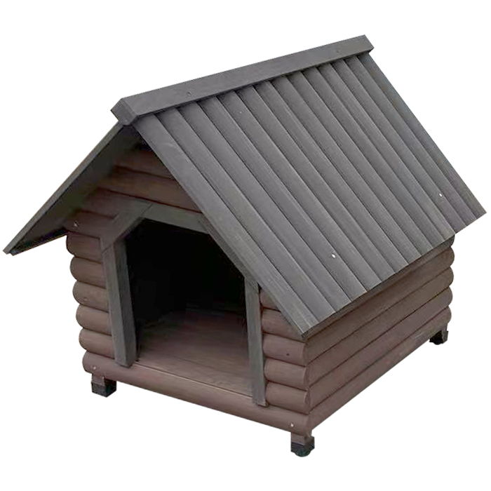 木製犬小屋 中型犬 幅60×奥行72×高68cm [YKL-600] 防水 ドッグハウス 屋内 屋外 ログハウス風 天然木 アジャスター付き