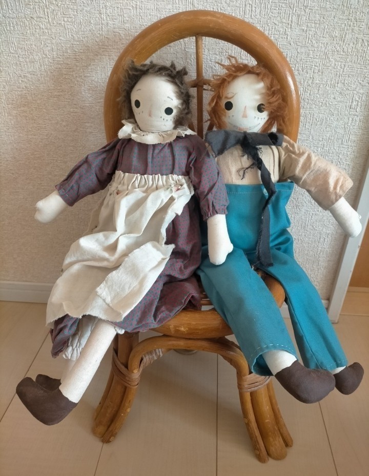 値下！ ラガディ アン&アンディ　ペア　ヴィンテージドール　ハンドメイドドール VOLLAND RAGGEDY ANN AND ANDY DOLLS カントリー 布製人形_画像1